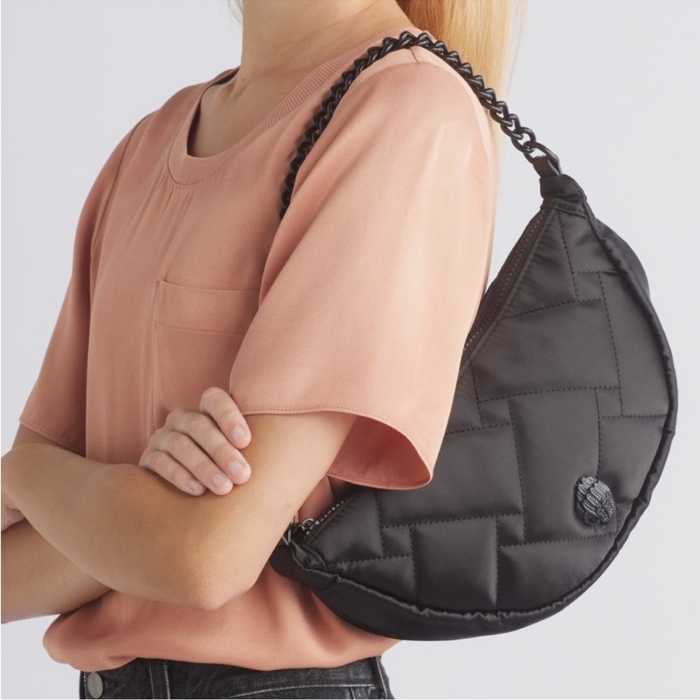 Kurt Giegar Black Quilted Women's Shoulder Moon Bag